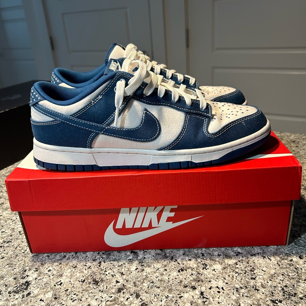 Blue and White Nike Dunk Low Retro